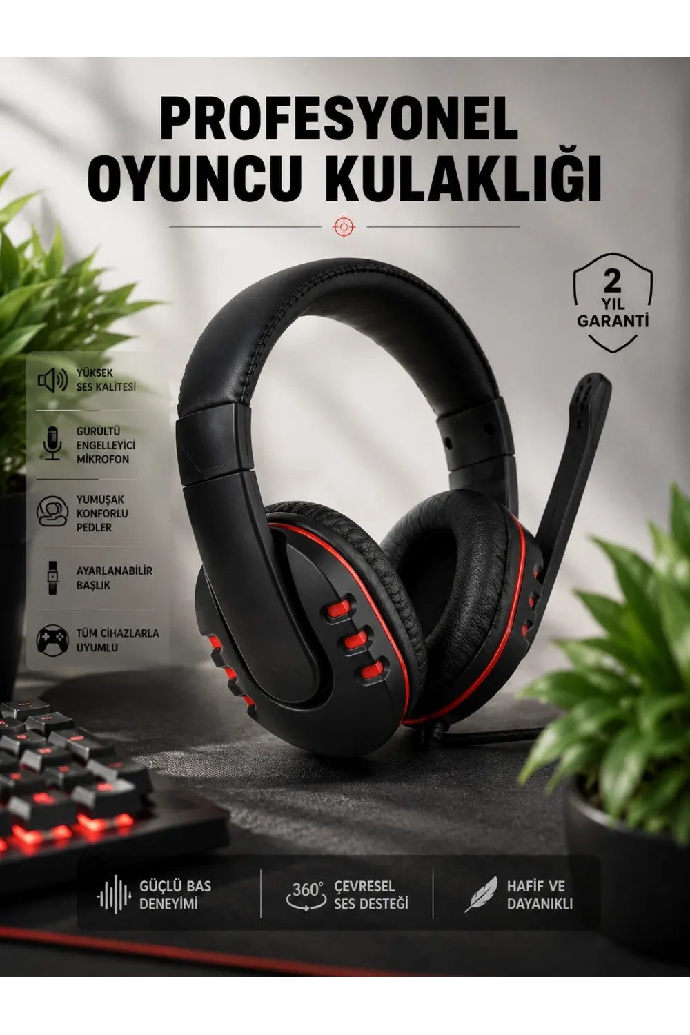 Yüksek Ses Kalitesi Ve Aktif Gürültü Engelleme Özellikli Kablolu Mikrofonlu Kulaklık