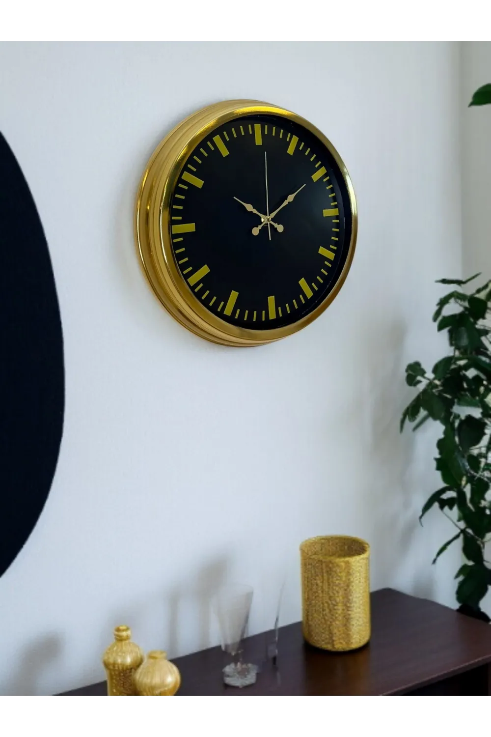 Zarif Klasik Stil 40 Cm Metal Gold Duvar Saati