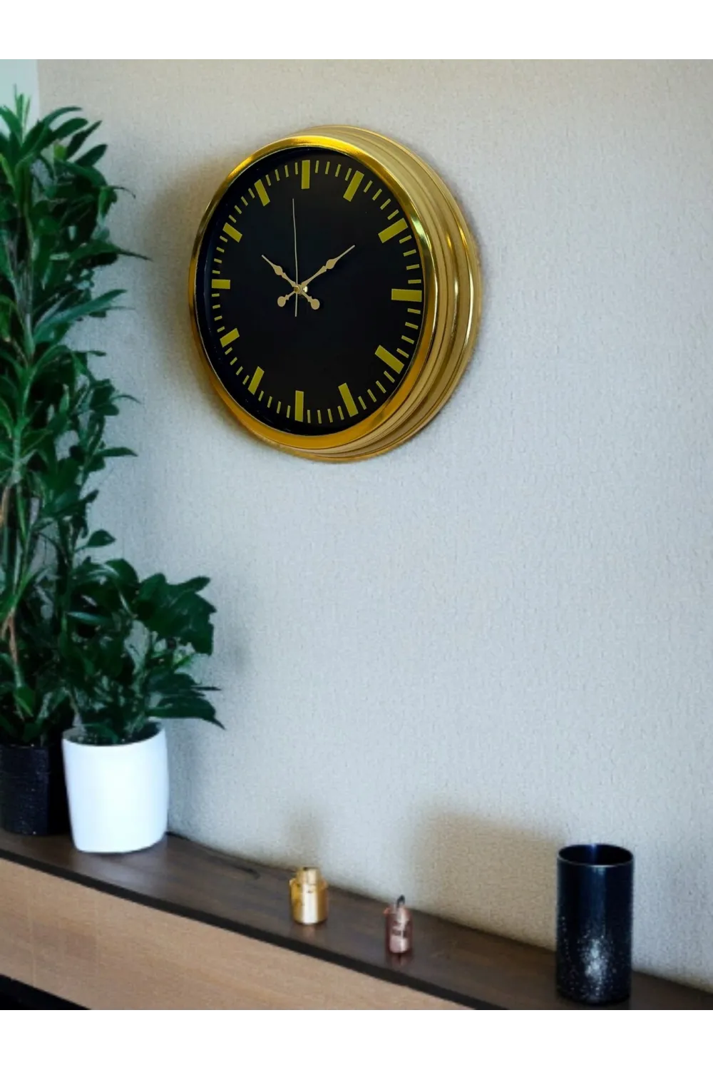Zarif Klasik Stil 40 Cm Metal Gold Duvar Saati