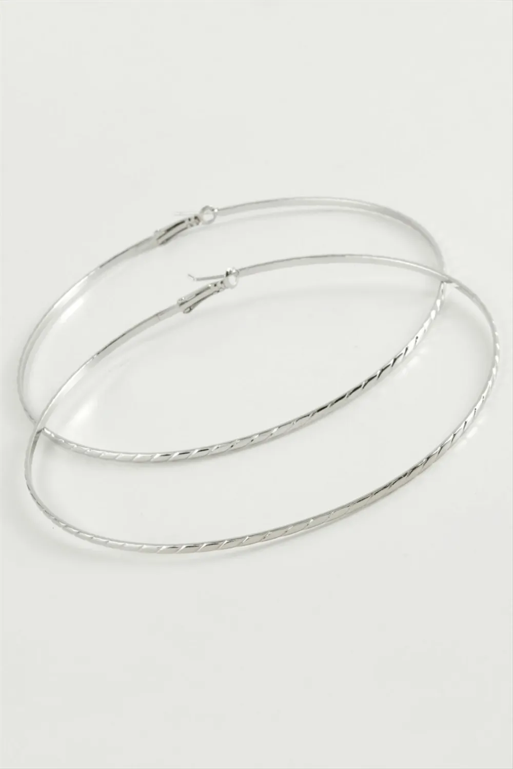 Zincir Çizgili Metal Halka Küpe 8-9-10 cm