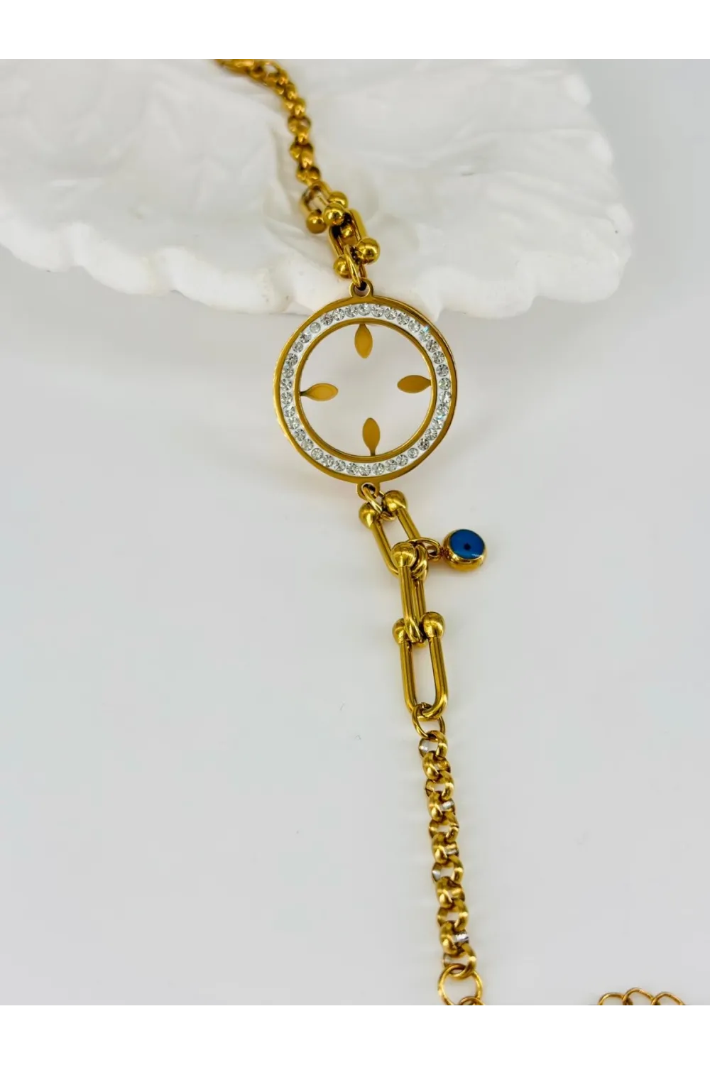 Zirkon Taşlı Çelik Çelik Bileklikler 17 + 4 Cm  - Kbl0361