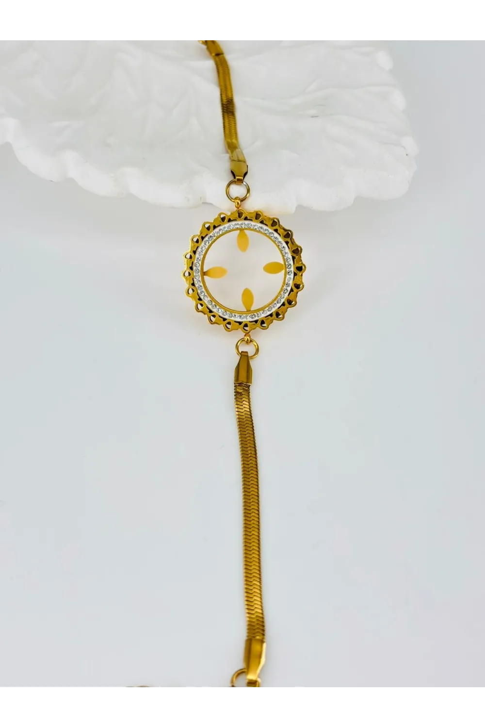 Zirkon Taşlı Çelik  Çelik Bileklikler 17+4 Cm  - Kbl0362