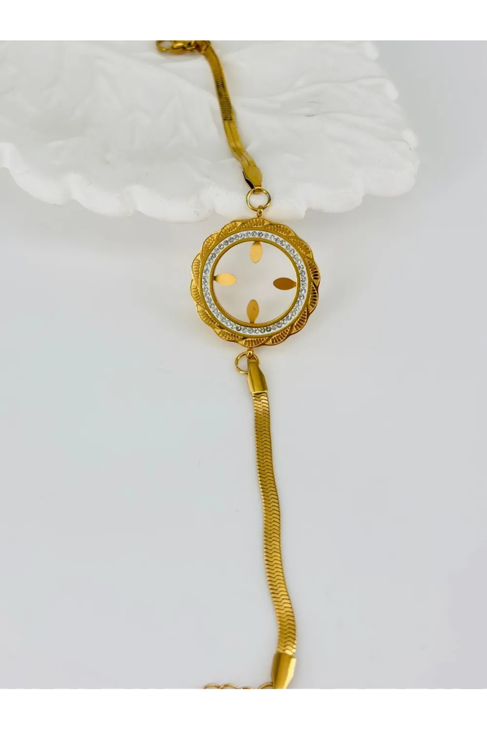 Zirkon Taşlı Çelik  Çelik Bileklikler 17+4 Cm  - Kbl0363