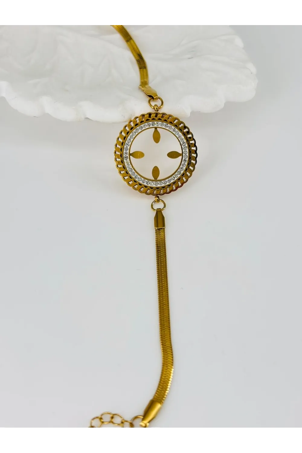Zirkon Taşlı Çelik Çelik Bileklikler 17 + 4 Cm  - Kbl0365