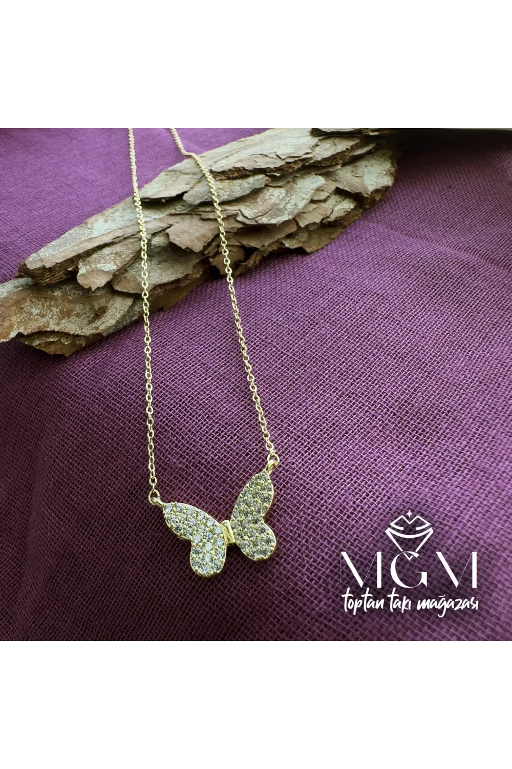 Zirkon Taşlı Kelebek Kolye - Kl0009