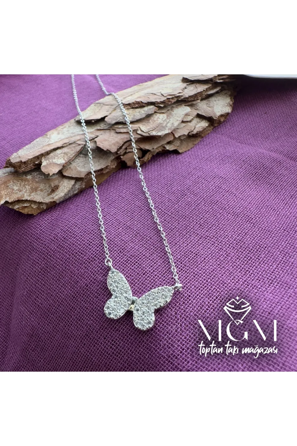 Zirkon Taşlı Kelebek Kolye - Kl0009-b