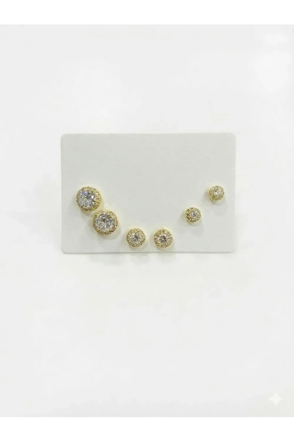   Zirkon Taşlı Pirinç Altılı  Kombin Küpe - Kp00621