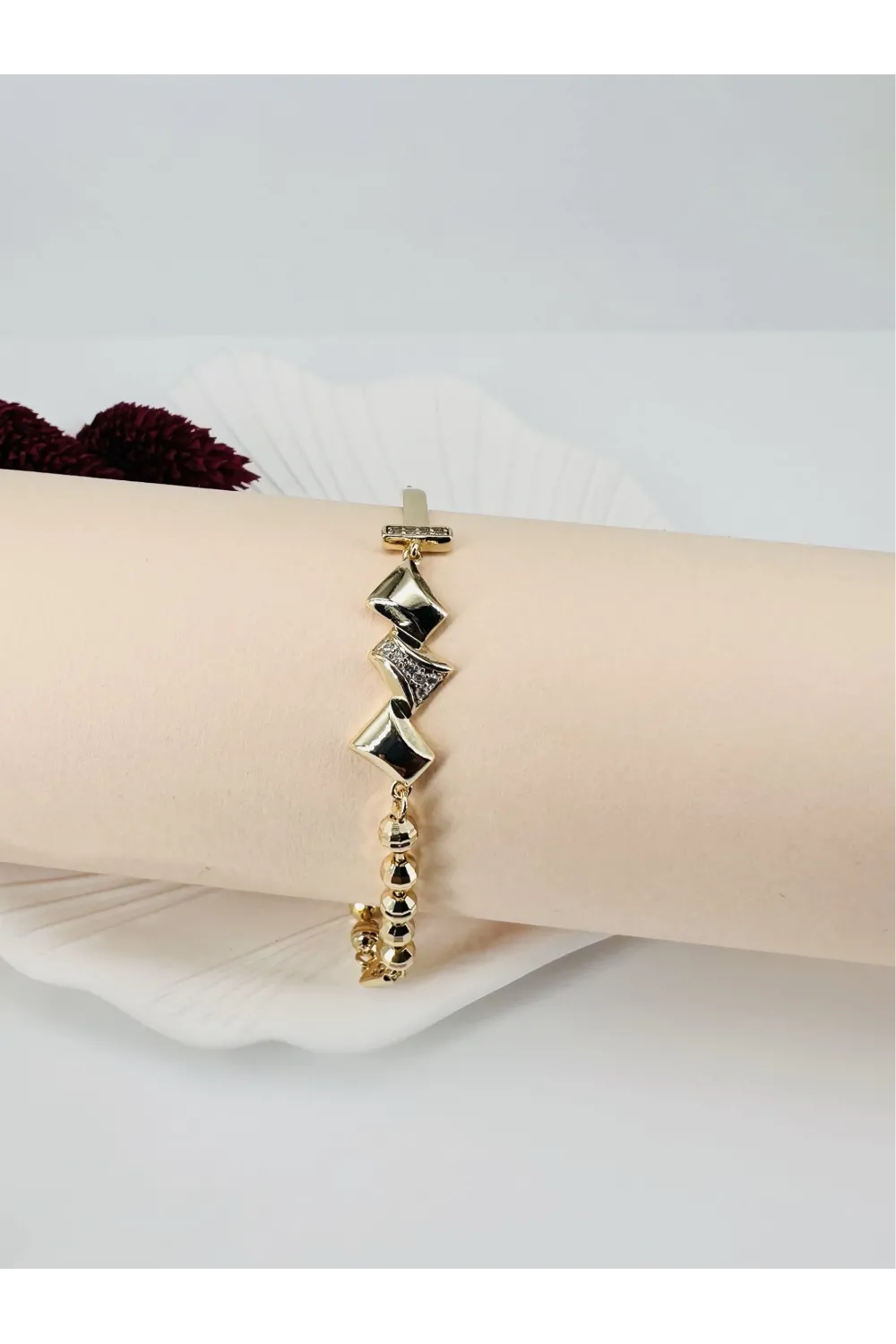 Zirkon Taşlı Pirinç  Bileklikler - Kbl0188