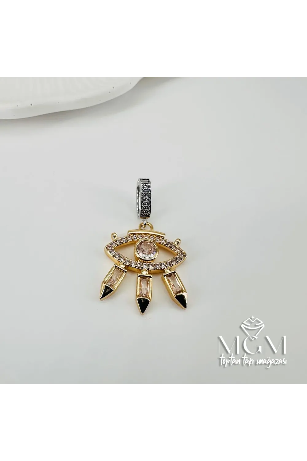 Zirkon Taşlı Pirinç Charmlar - Charm0005