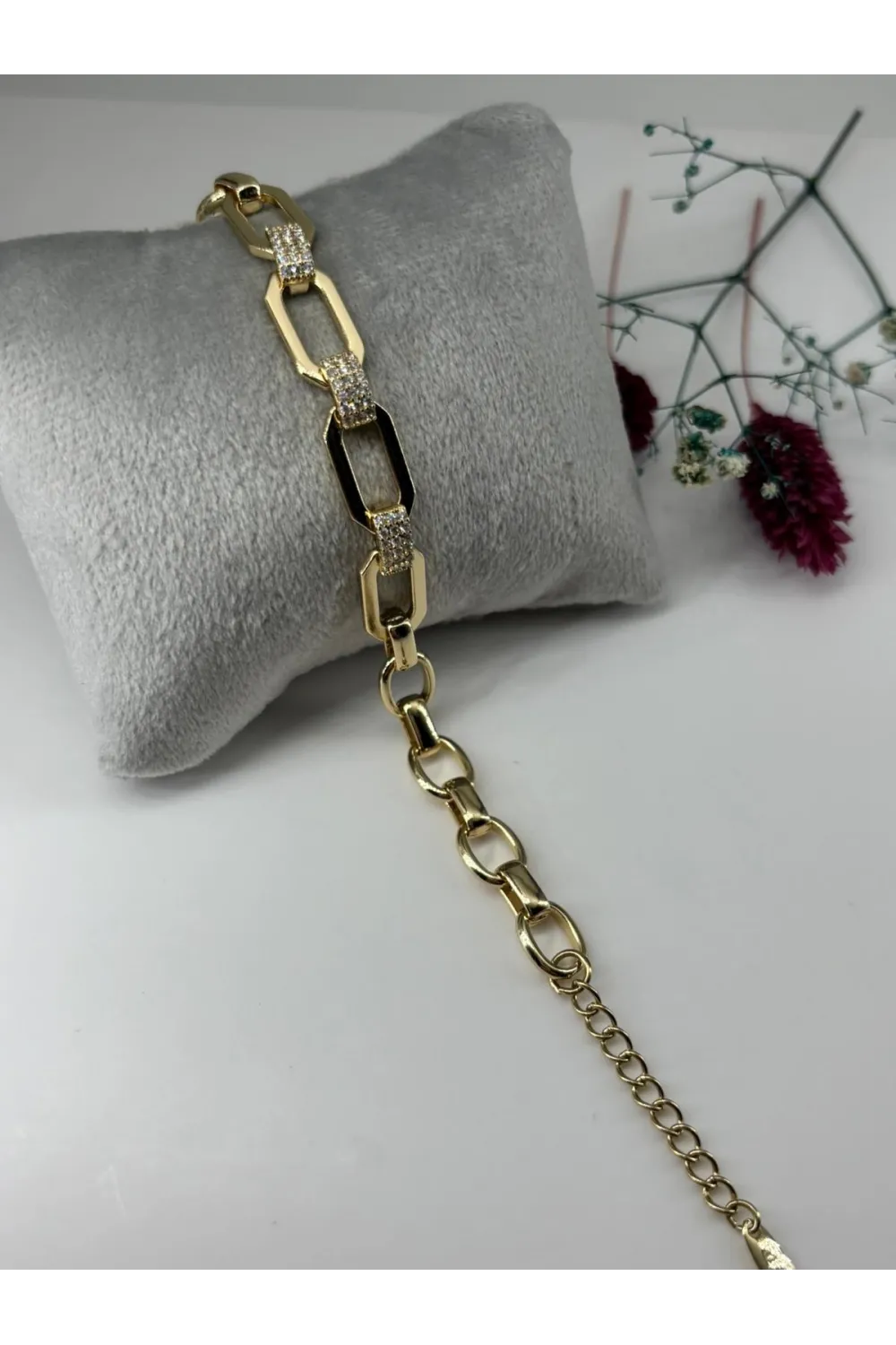    Zirkon Taşlı Pirinç Zirkon Bileklikler 17+3 Cm  - IEG0311