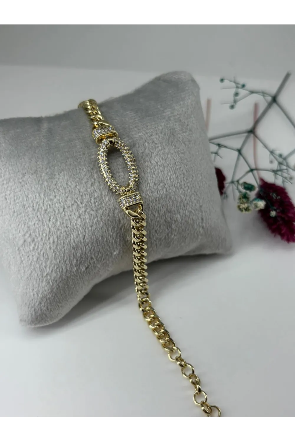    Zirkon Taşlı Pirinç Zirkon Bileklikler 19 Cm  - IEG0313