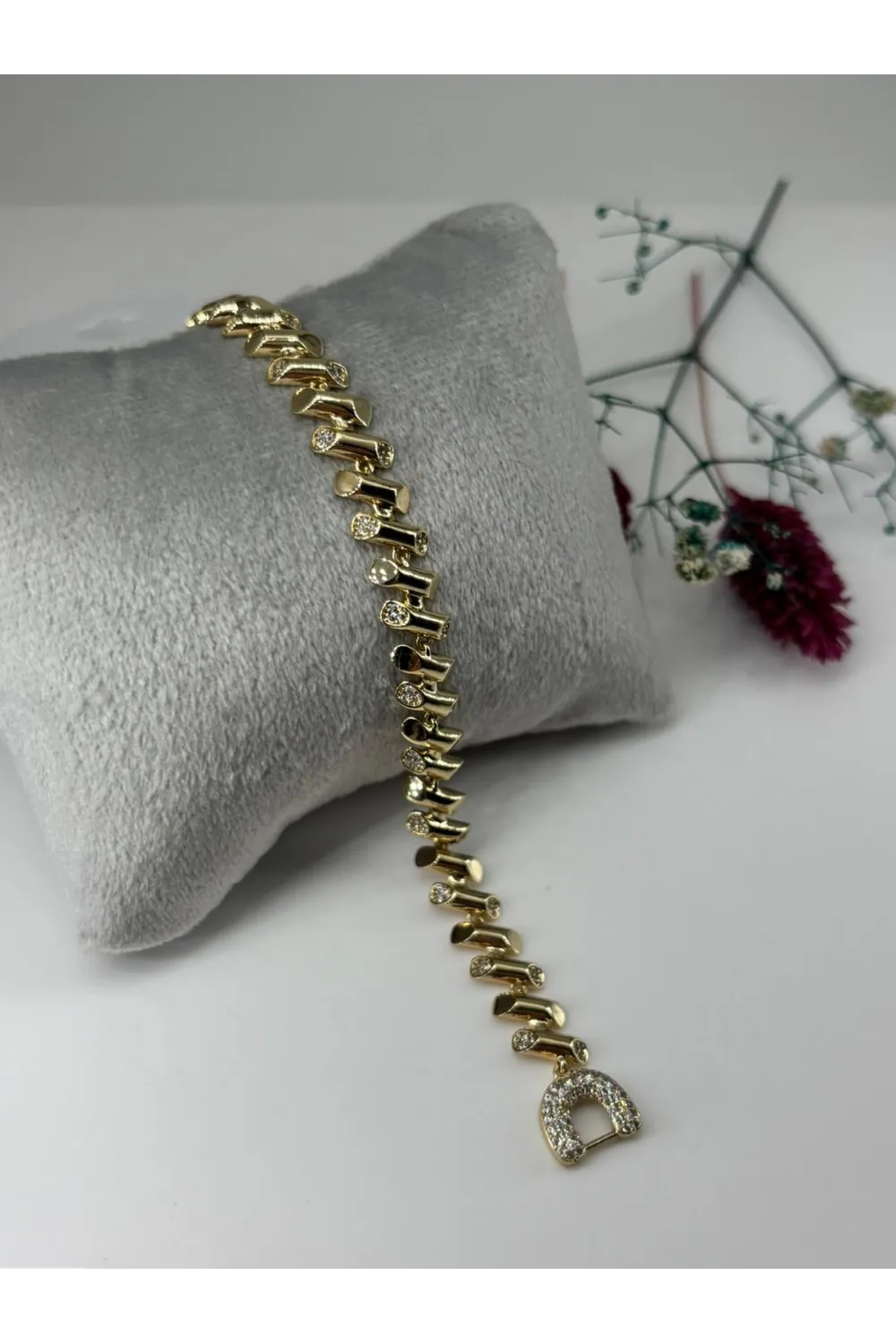    Zirkon Taşlı Pirinç Zirkon Bileklikler 19 Cm  - IEG0317