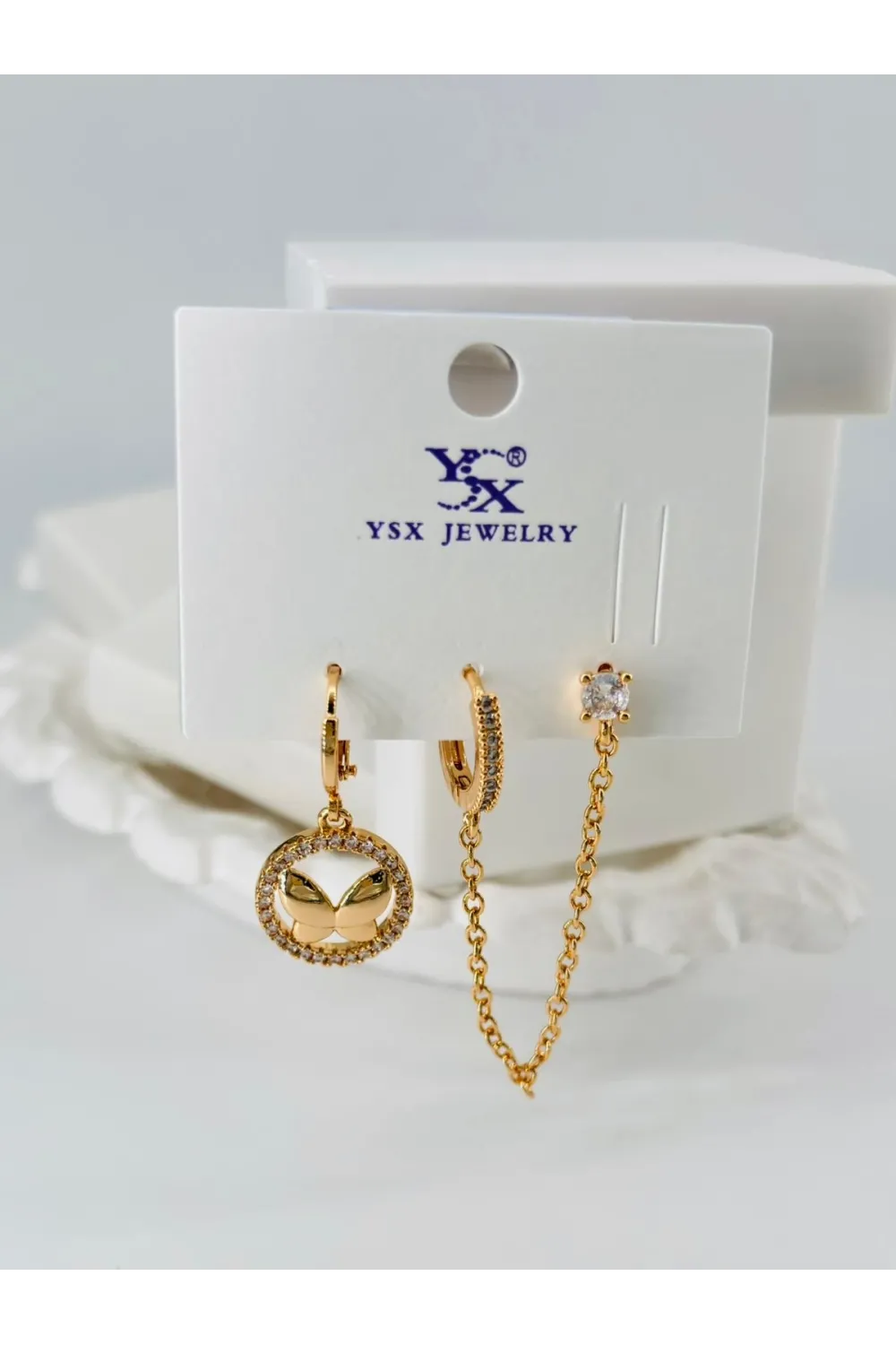 Zirkon Taşlı Üçlü Kombin Küpe - Kp00060