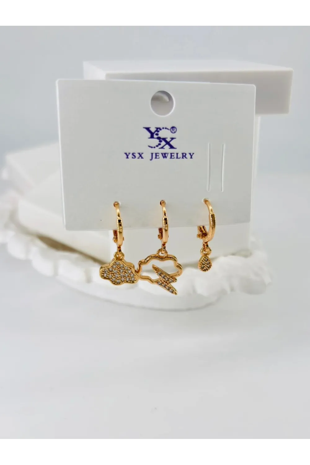 Zirkon Taşlı Üçlü Kombin Küpe - Kp00061