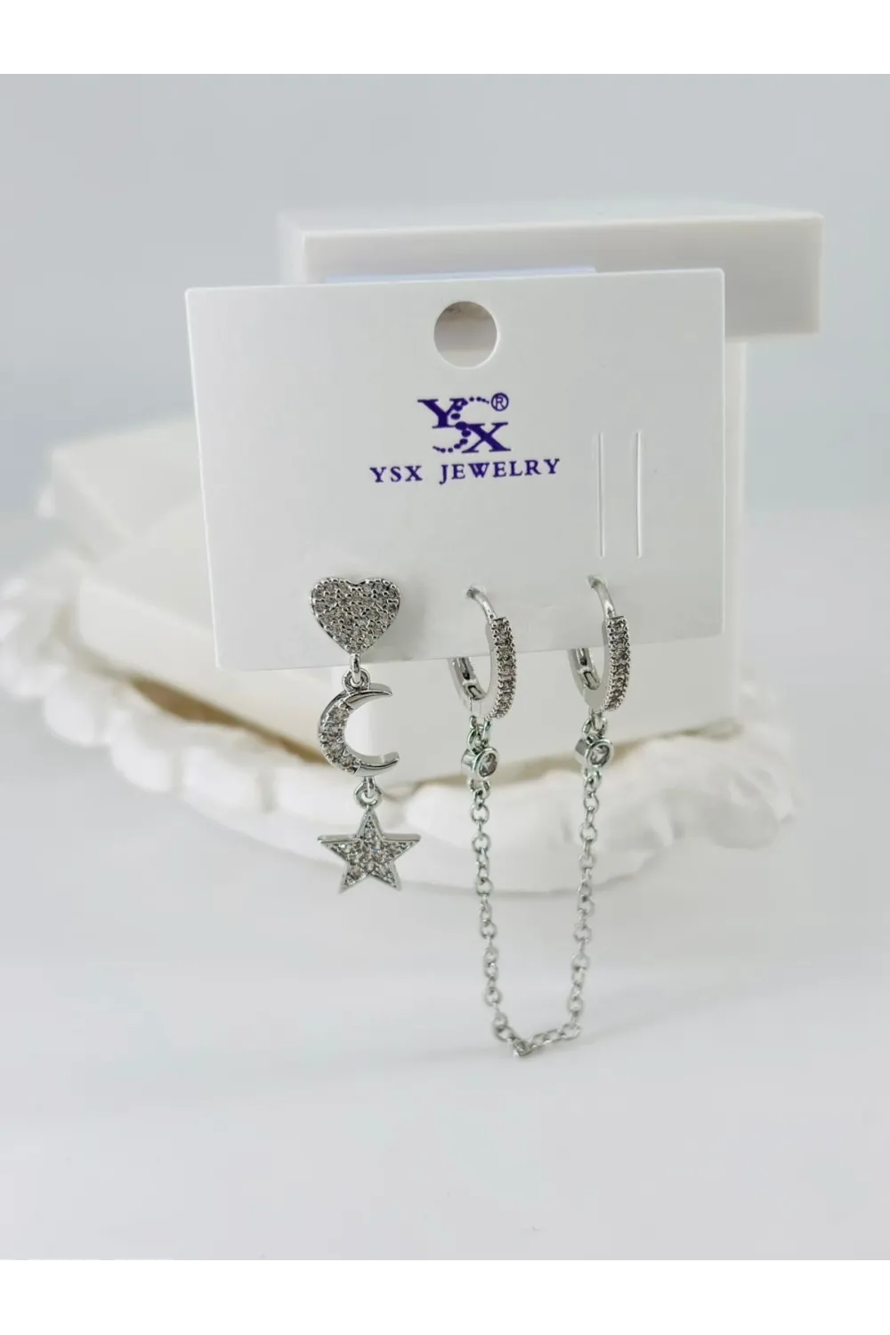Zirkon Taşlı Üçlü Kombin Küpe - Kp00062