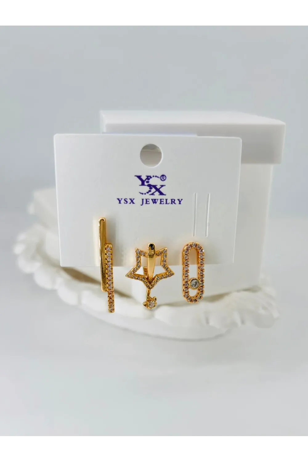 Zirkon Taşlı Üçlü Kombin Küpe - Kp00070