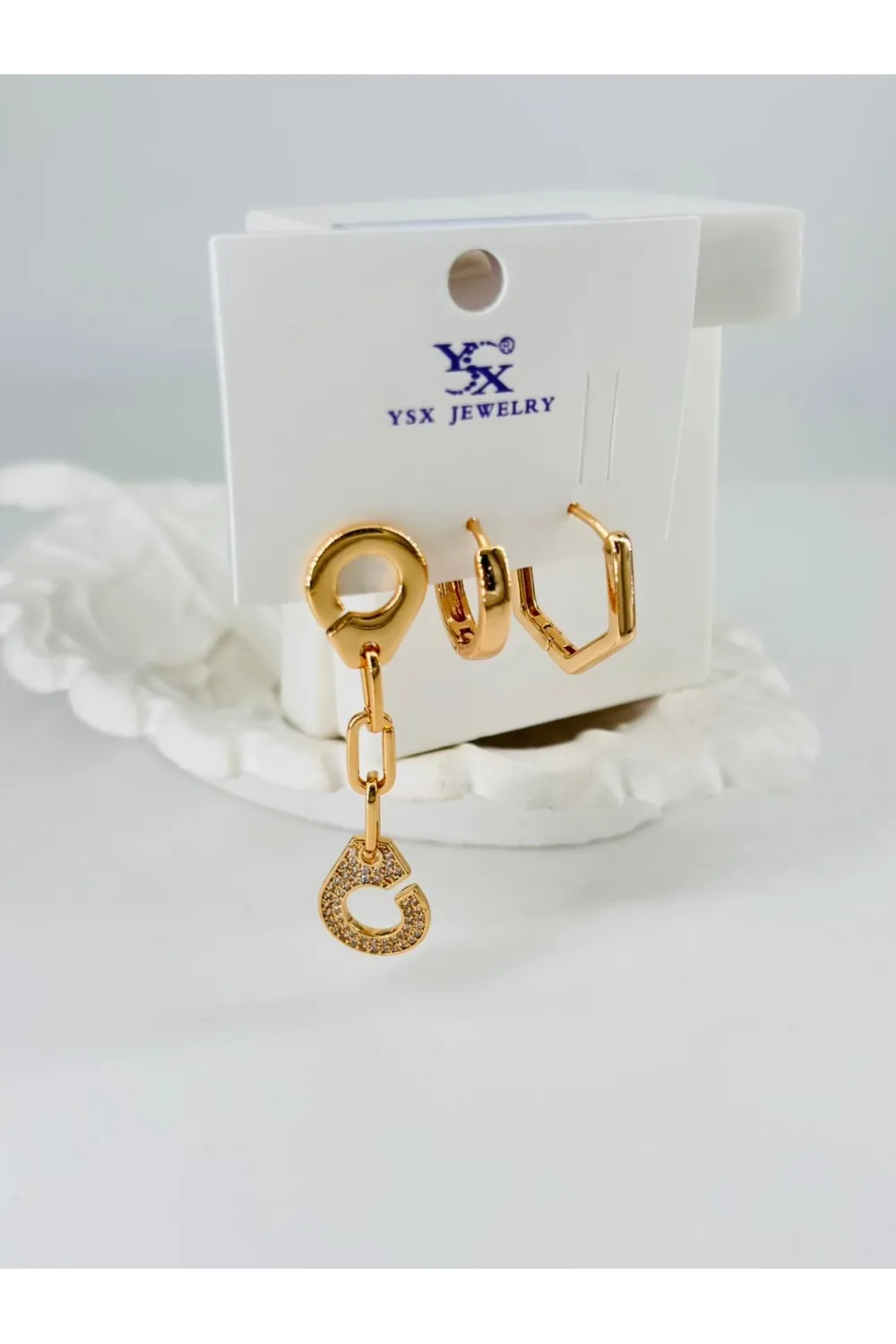 Zirkon Taşlı Üçlü Kombin Küpe - Kp00364
