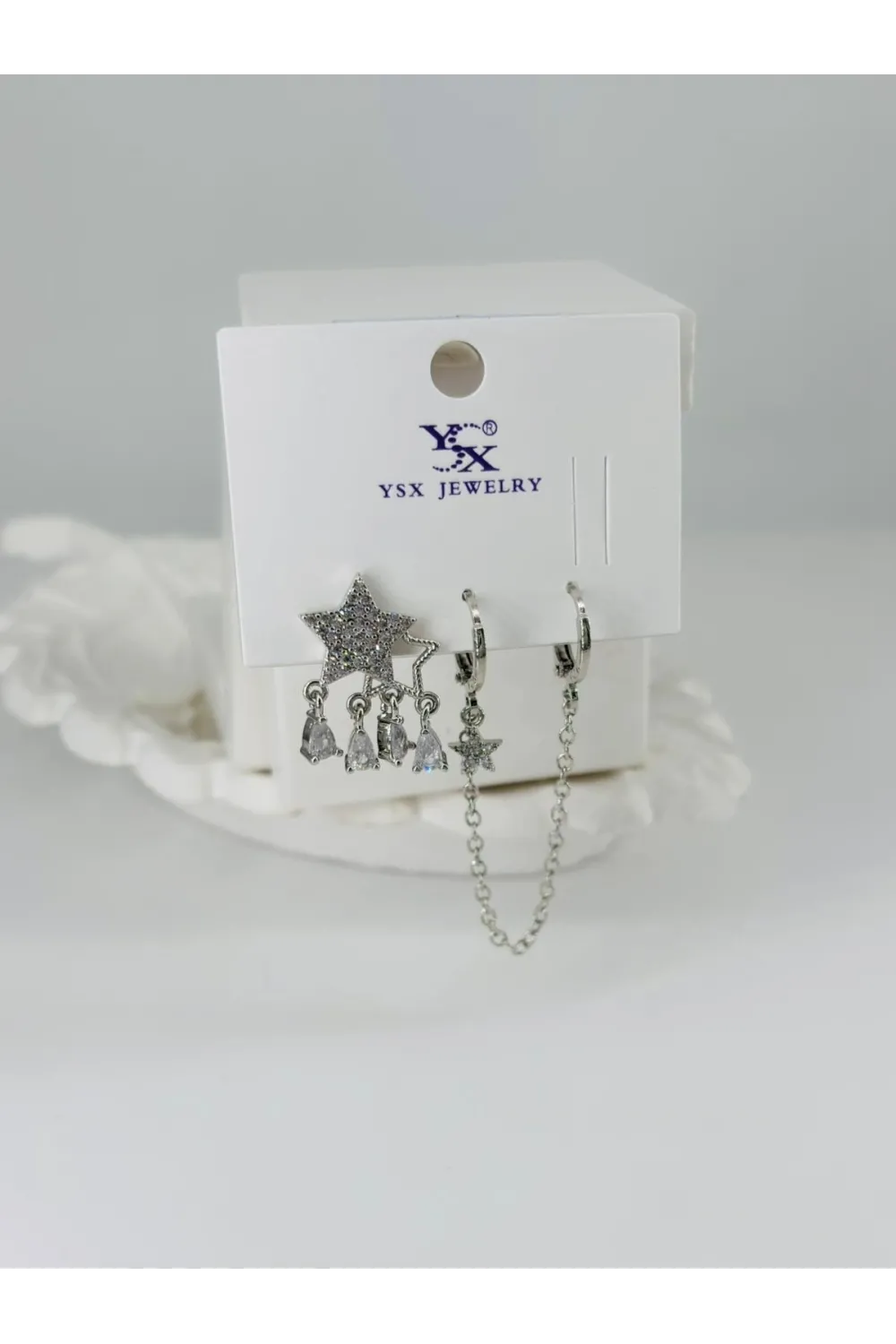 Zirkon Taşlı Üçlü Kombin Küpe - Kp00365