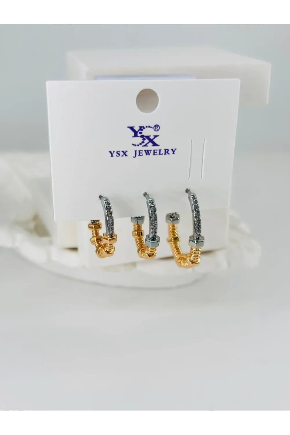 Zirkon Taşlı Üçlü Kombin Küpe - Kp00367