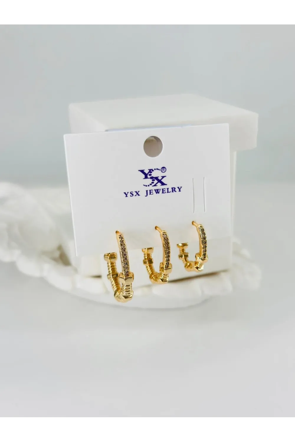 Zirkon Taşlı Üçlü Kombin Küpe - Kp00371