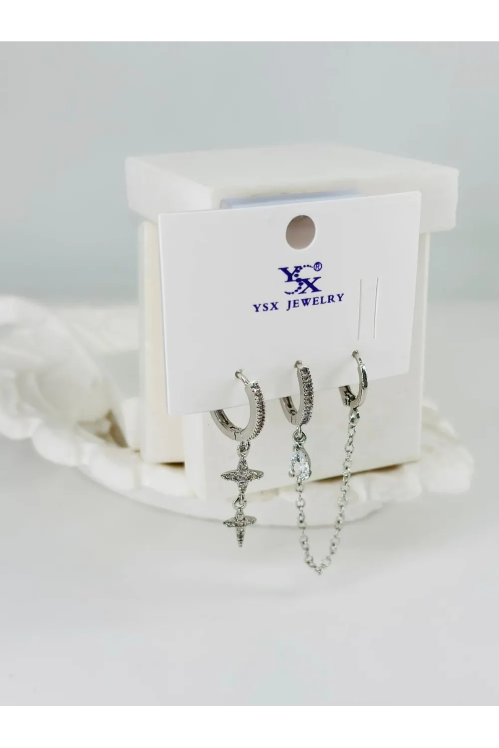 Zirkon Taşlı Üçlü Kombin Küpe - Kp00374