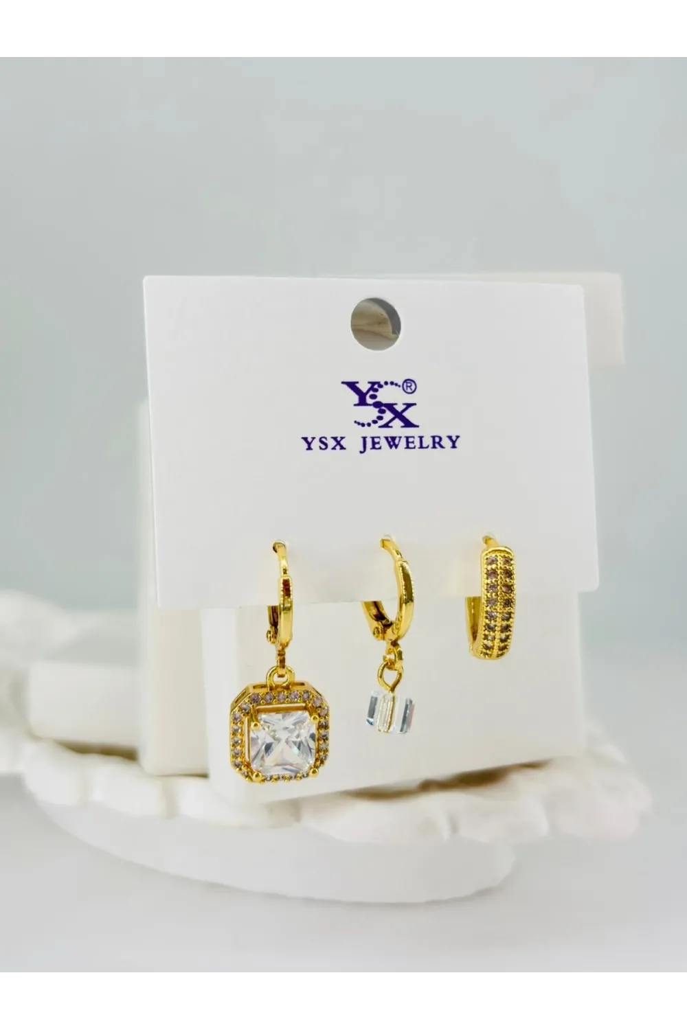 Zirkon Taşlı Üçlü Kombin Küpe - Kp00376