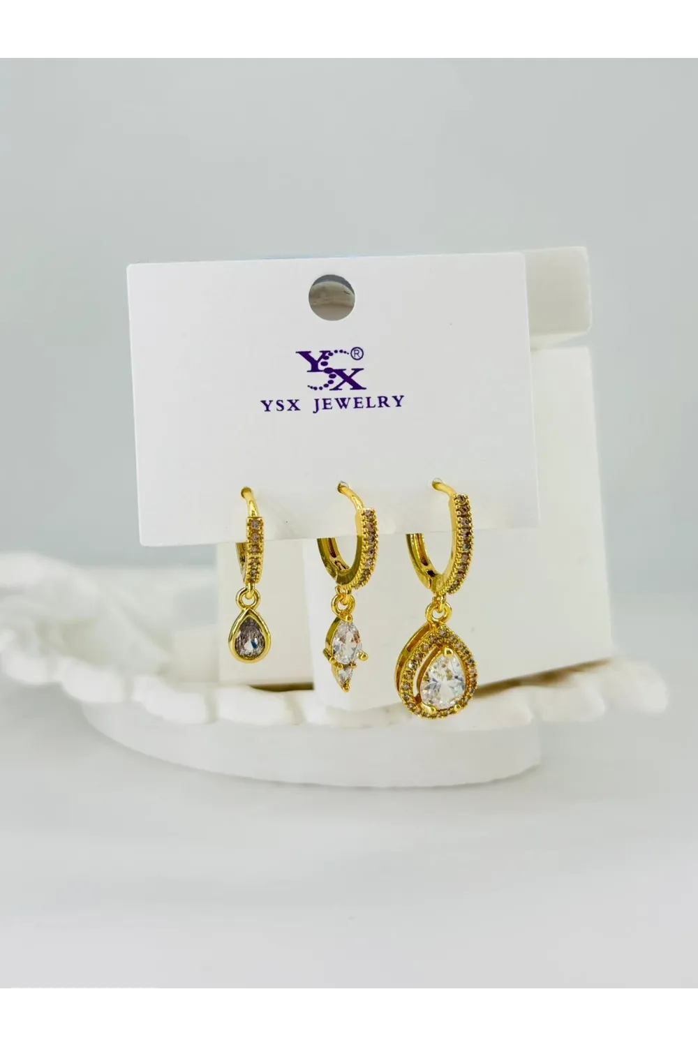 Zirkon Taşlı Üçlü Kombin Küpe - Kp00378