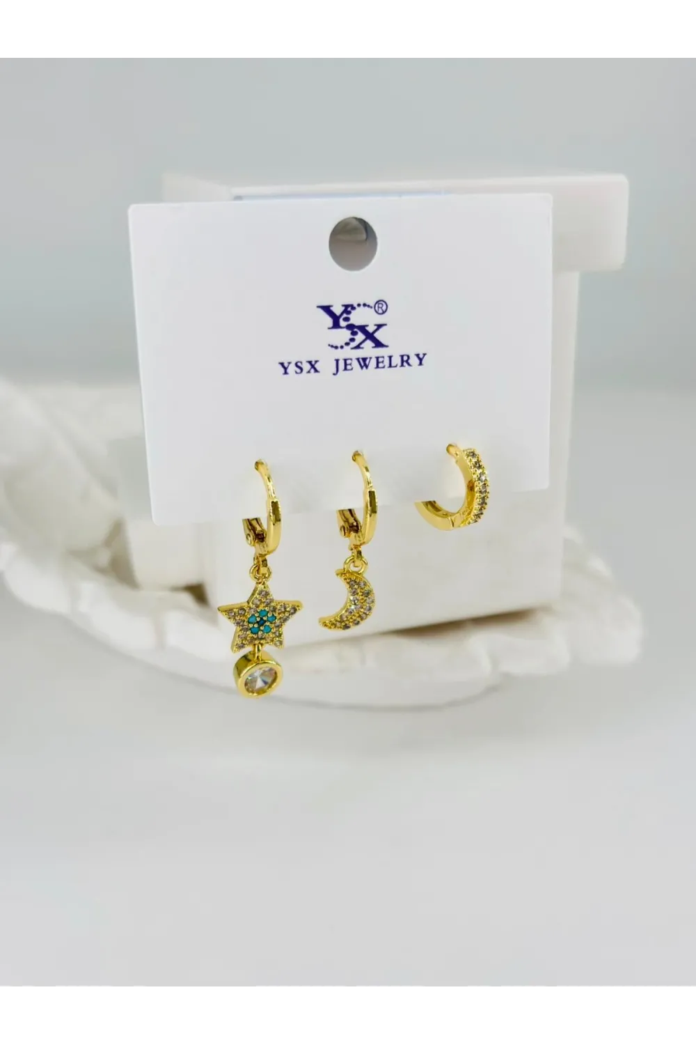 Zirkon Taşlı Üçlü Kombin Küpe - Kp00380