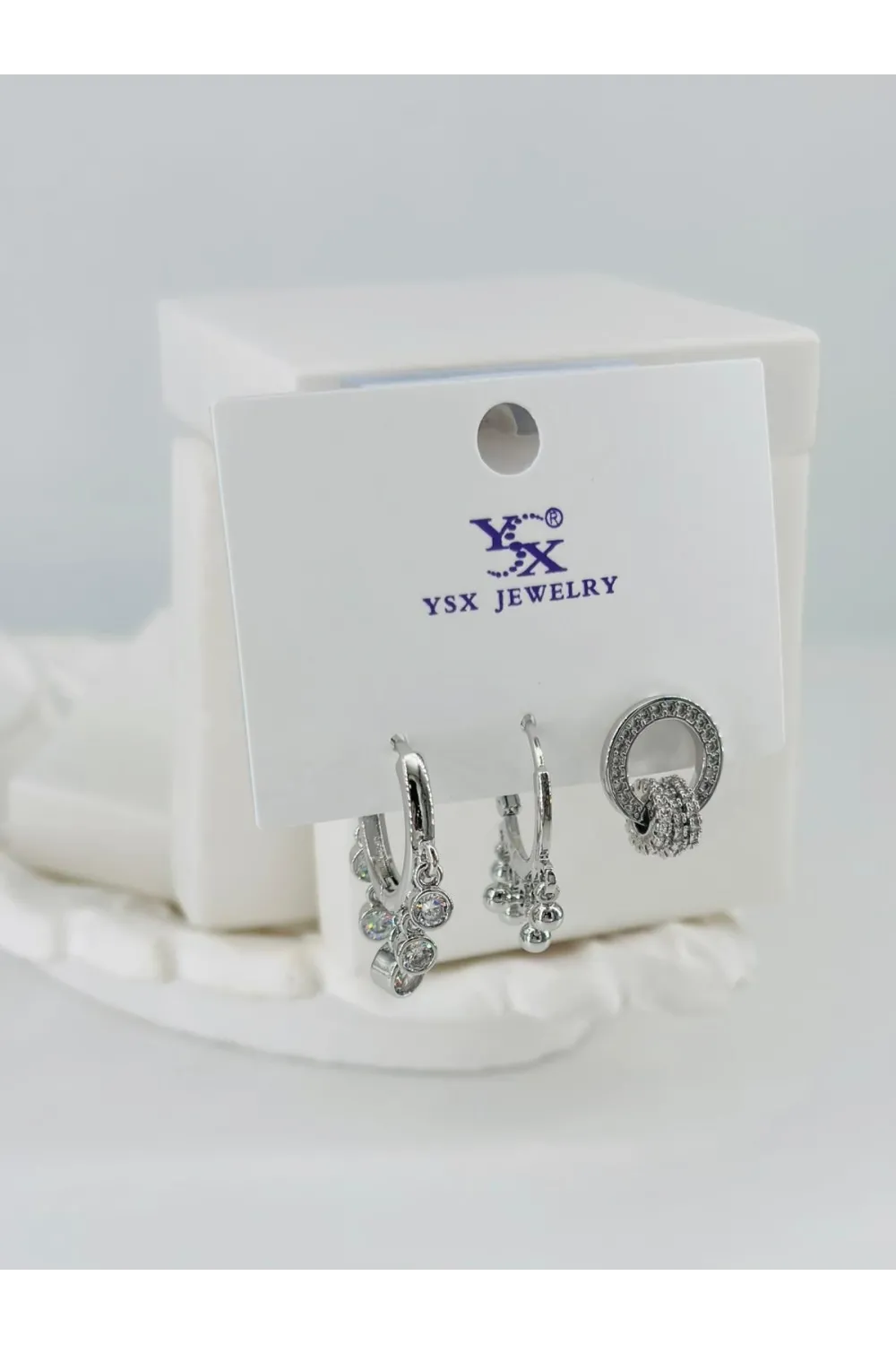 Zirkon Taşlı Üçlü Kombin Küpe - Kp00382