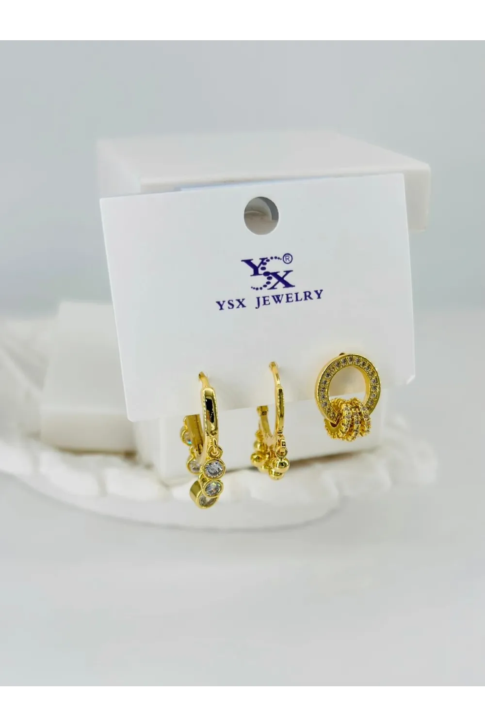 Zirkon Taşlı Üçlü Kombin Küpe - Kp00383