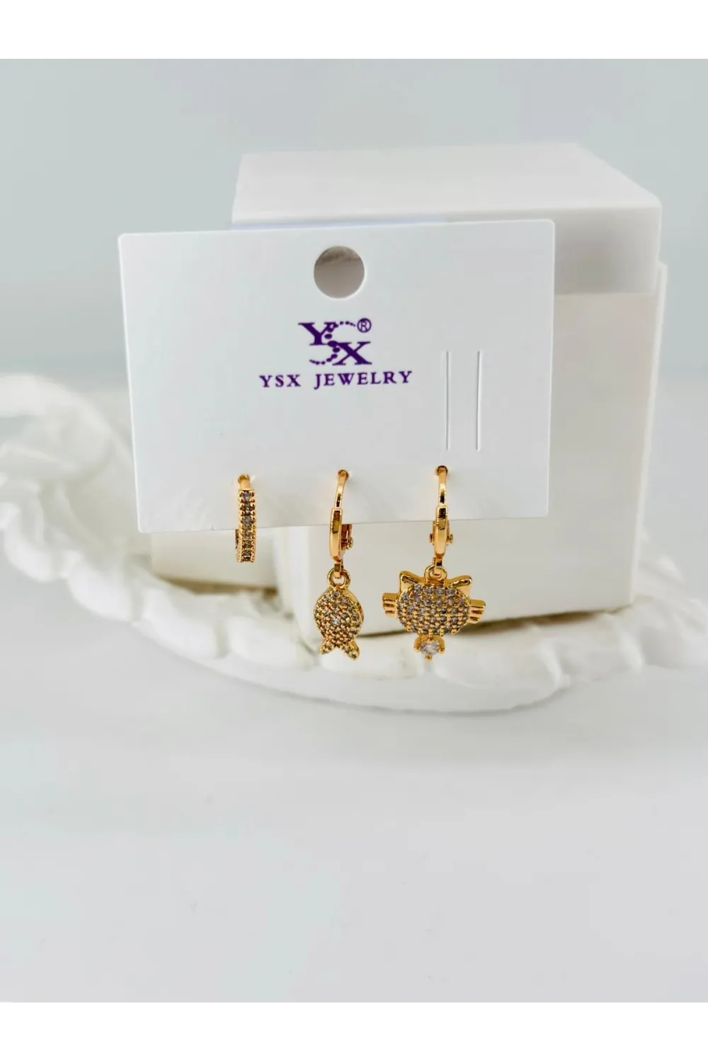 Zirkon Taşlı Üçlü Kombin Küpe - Kp00430