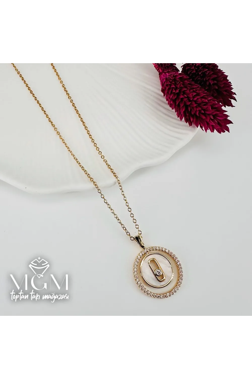 Zirkon Taşlı Zincir : Çelik Çelik Kolye 40+5 Cm - Kl0220