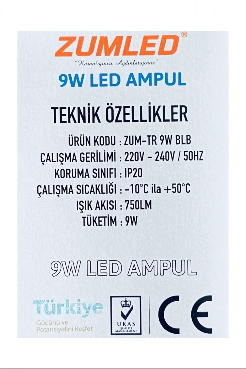 Zumled 9W Beyaz LED Ampul Royaleks-201
