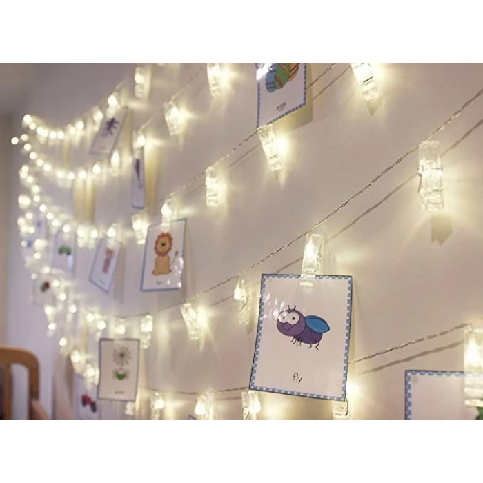 10lu Led Işıklı Fotoğraf Mandalları