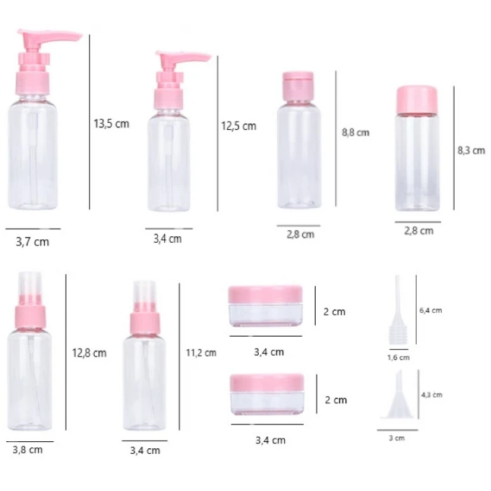 10 Parça Seyahat  Sprey Ve Boş Şişe Seti