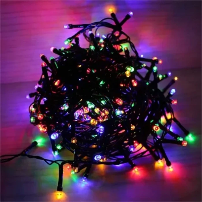10m 100 LED Pilli 2 Kademeli RGB Işık Siyah Kablo