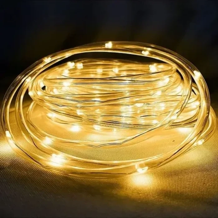 10m 100 LED Solar Led Işık Gün Işığı Şeffaf Kablolu