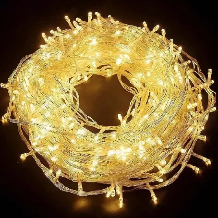 10m 60 LED Pilli 2 Kademeli Gün Işığı Şeffaf Kablo