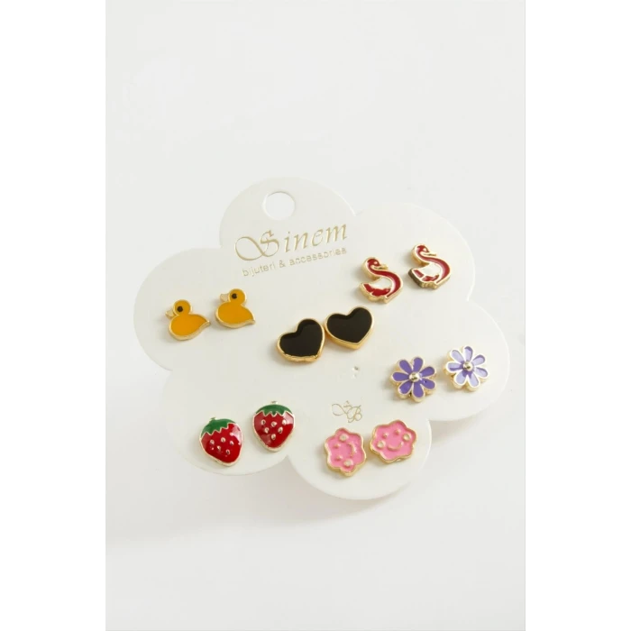 12 Adet Karışık Mineli Küpe