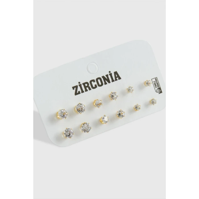 12 Adet Zirkon Tek Taşlı Küpe