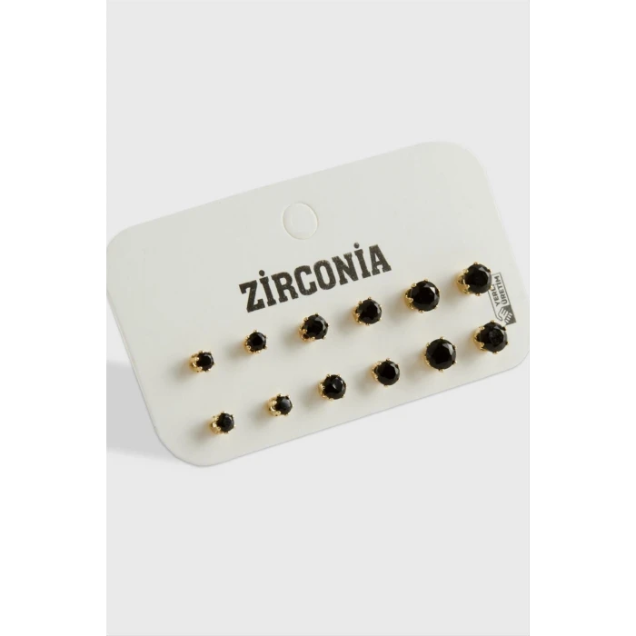 12 Adet Zirkon Tek Taşlı Küpe