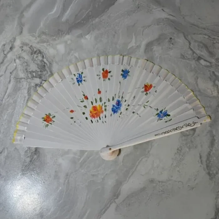 12li Bambu Çift Taraflı Renkli Yelpaze