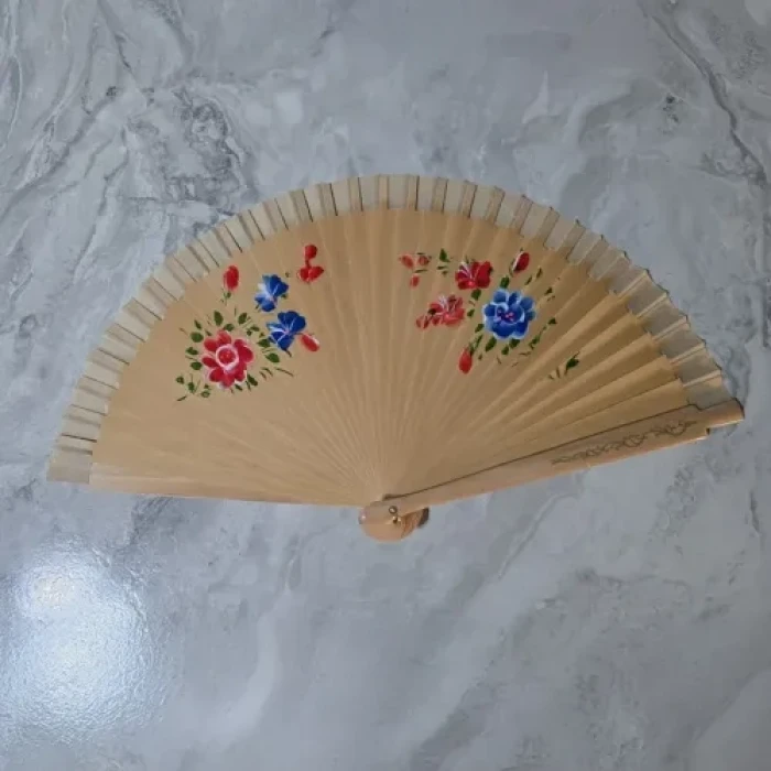 12li Bambu Çift Taraflı Renkli Yelpaze