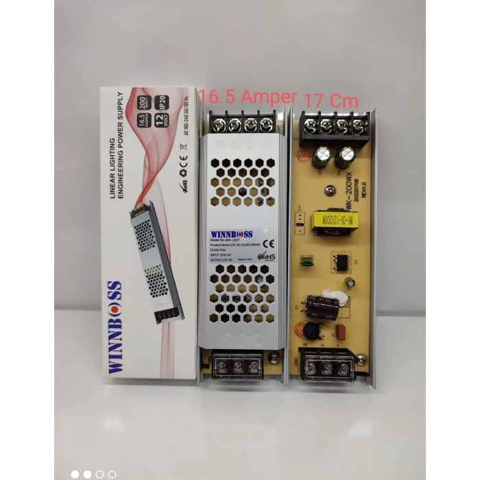 12V-16.5A-200W-IP20 ULTRA SLİM TRAFO (K95)
