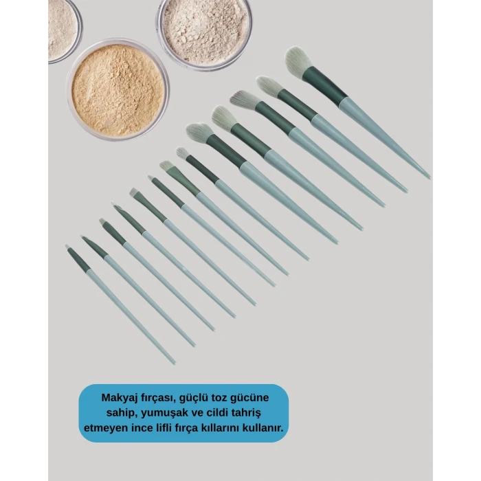 13lü Fiber Kıllı Yumuşak Makyaj Fırçası Seti Taşınabilir ve Ergonomik Tasarım