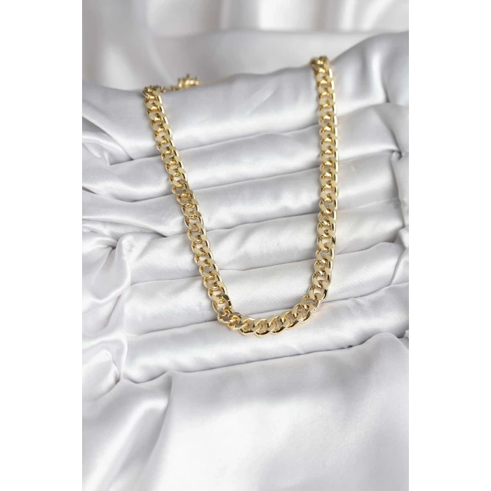 14K Gold Renk Kaplama Kalın Zincir Model CM Kadın Kolye - TJ-BKO10731