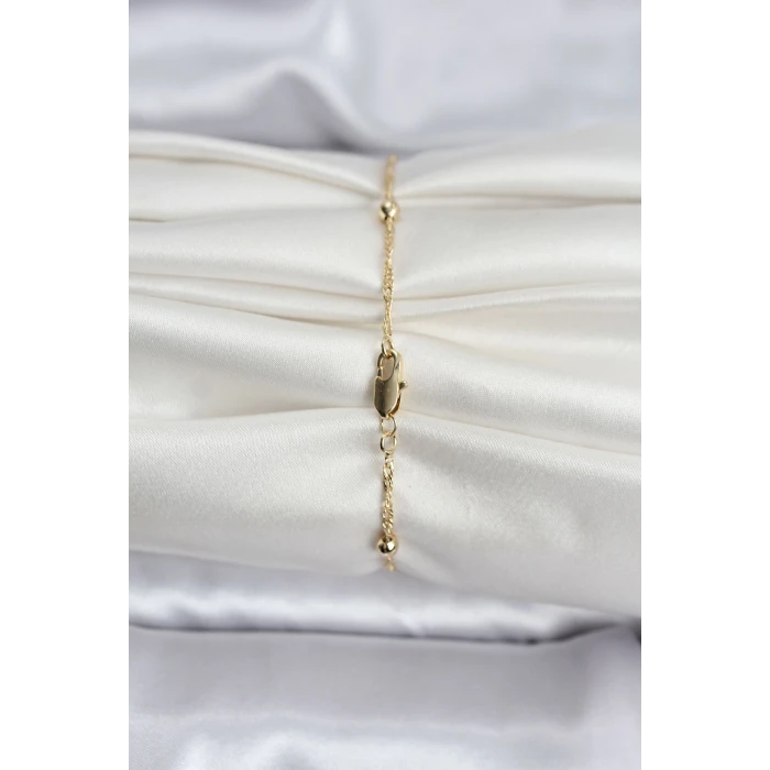 14K Gold Renk Kaplama Topçuklu Model CM Kadın Bileklik - TJ-BB8138