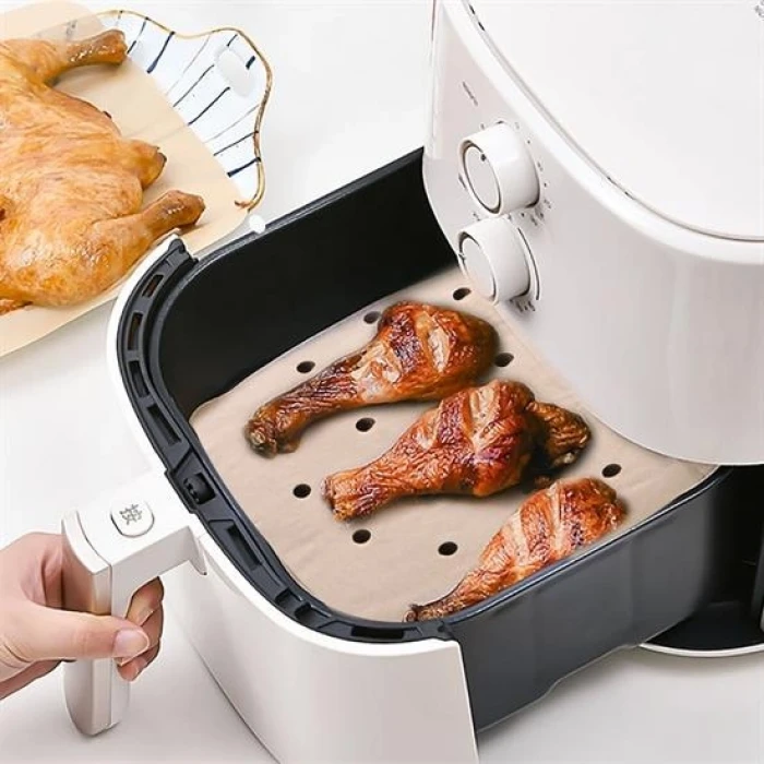 200 Adet Air Fryer Pişirme Kağıdı Tek Kullanımlık Pişirme Kağıdı Delikli Kare Model (K95)