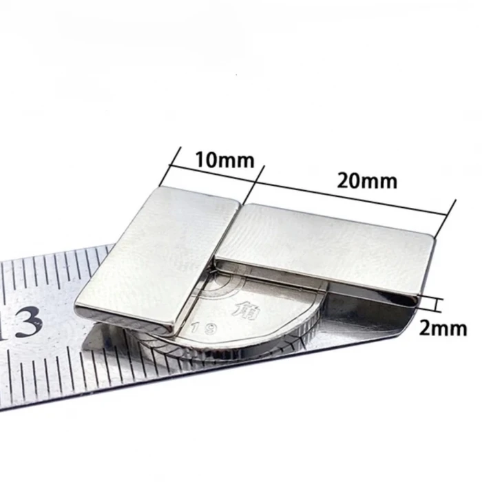 20×10×2 mm N35 Neodyum Mıknatıs – Köşeli, Nikel Kaplama (50’li Set)