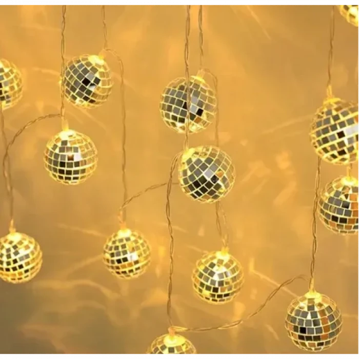 2m 10 LED Pilli Disko Toplu Işık